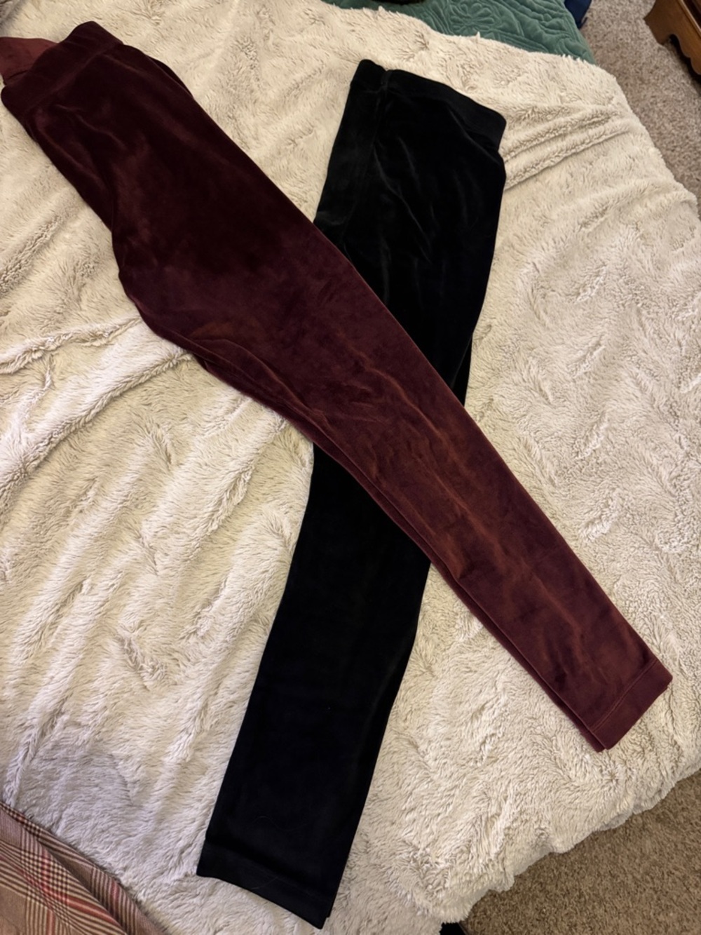 Old Navy Velvet Leggings Duo - Black & Deep Burgundy